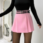 Pembe Kemerli Şort Etek