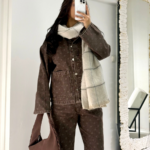 Desenli Kahve Kot Takım