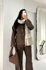 Desenli Kahve Kot Takım