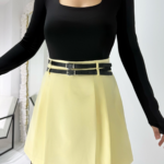 Sarı Kemerli Şort Etek