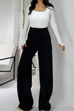 Siyah Kumaş Palazzo Pantolon