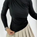 Siyah Büzgülü Bluz