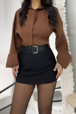 Siyah Kemerli Şort Etek
