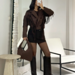 Acı Kahve Püsküllü Süet Astarlı Ceket