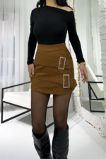 Taba Süet Kemerli Etek