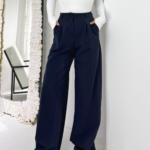 Lacivert Palazzo Pantolon