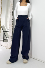 Lacivert Palazzo Pantolon