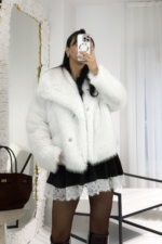 Ekru Astarlı Yakalı Kürk