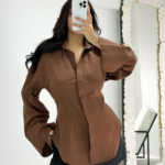 Kahverengi Belden Oturtmalı Gömlek