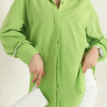 Fıstık Yeşili Oversize Gömlek