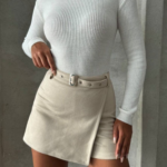 Bej Süet Şort Etek