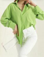 Fıstık Yeşili Oversize Gömlek - Görsel 2