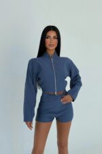 İndigo Ceket Şort İkili Takım - Görsel 2
