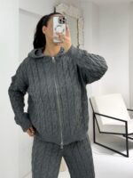 Antrasit Gri Örme İkili Takım - Görsel 8