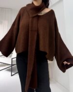 Acı Kahve Kendinden Atkılı Kazak - Görsel 3