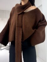 Acı Kahve Kendinden Atkılı Kazak - Görsel 2