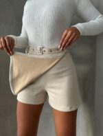 Bej Süet Şort Etek - Görsel 2