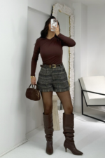 Kahverengi Büzgülü Bluz - Görsel 3