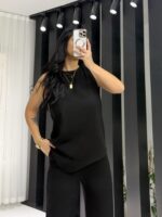 Siyah Premium Kalite Bağlamalı Asimetrik Takım - Görsel 3