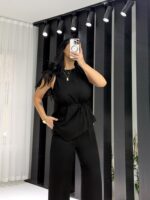 Siyah Premium Kalite Bağlamalı Asimetrik Takım - Görsel 8