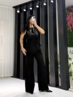 Siyah Premium Kalite Bağlamalı Asimetrik Takım - Görsel 2