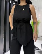 Siyah Premium Kalite Bağlamalı Asimetrik Takım - Görsel 6