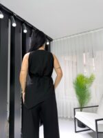Siyah Premium Kalite Bağlamalı Asimetrik Takım - Görsel 7