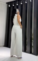 Beyaz Tensel Çift Fermuarlı Yelek - Görsel 7