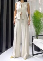 Bej Tensel Çift Fermuarlı Yelek - Görsel 3