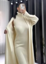 Bej Hırka Elbise İkili Takım - Görsel 2