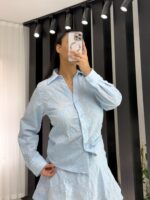 Mavi Desenli Gömlek Etek İkili Takım - Görsel 3