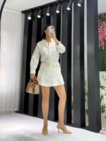 Ekru Desenli Gömlek Etek İkili Takım - Görsel 2