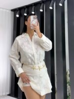 Ekru Desenli Gömlek Etek İkili Takım - Görsel 4