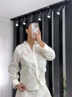 Ekru Desenli Gömlek Etek İkili Takım - Görsel 3