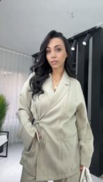 Min Yeşil Premium Bağlamalı Cepli Takım - Görsel 2