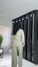 Min Yeşil Premium Bağlamalı Cepli Takım - Görsel 4