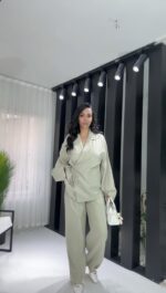 Min Yeşil Premium Bağlamalı Cepli Takım - Görsel 3