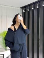 Lacivert Gömlek Havuç Pantolon İkili Takım - Görsel 2