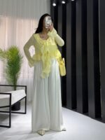 Sarı Transparan Fırfırlı Bluz - Görsel 3