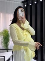 Sarı Transparan Fırfırlı Bluz - Görsel 2