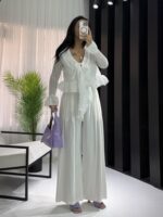 Beyaz Transparan Fırfırlı Bluz - Görsel 3