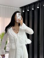 Beyaz Transparan Fırfırlı Bluz - Görsel 5