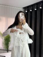 Beyaz Transparan Fırfırlı Bluz - Görsel 2