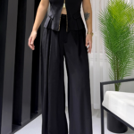 Siyah Tensel Çift Fermuarlı Yelek