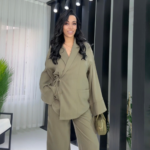 Haki Yeşil Premium Bağlamalı İkili Takım