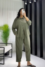 Haki Gömlek Havuç Pantolon İkili Takım