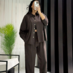 Acı Kahve Gömlek Havuç Pantolon İkili Takım