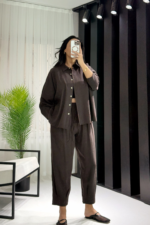 Acı Kahve Gömlek Havuç Pantolon İkili Takım