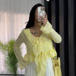 Sarı Transparan Fırfırlı Bluz