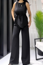 Siyah Premium Kalite Bağlamalı Asimetrik Takım